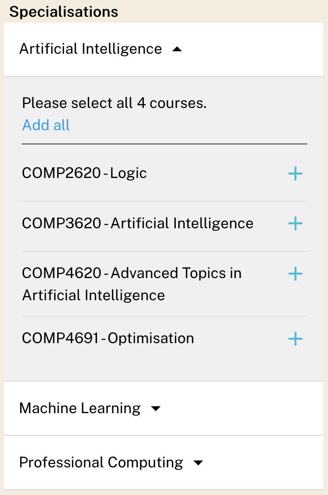 Rendering of the example configuration in the left sidebar.